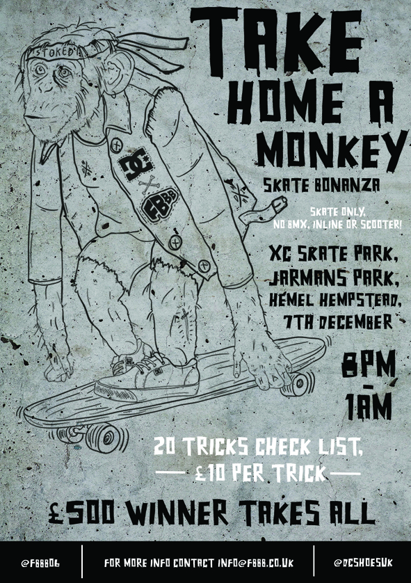 DC x FBBB: Take Home A Monkey Skate Bonanza! Saturday 7th December.