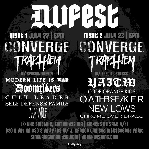 Deathwish Fest announced –  July 22 & 23 – Converge, Trap Them, Doomriders, Code Orange Kids & others to perform