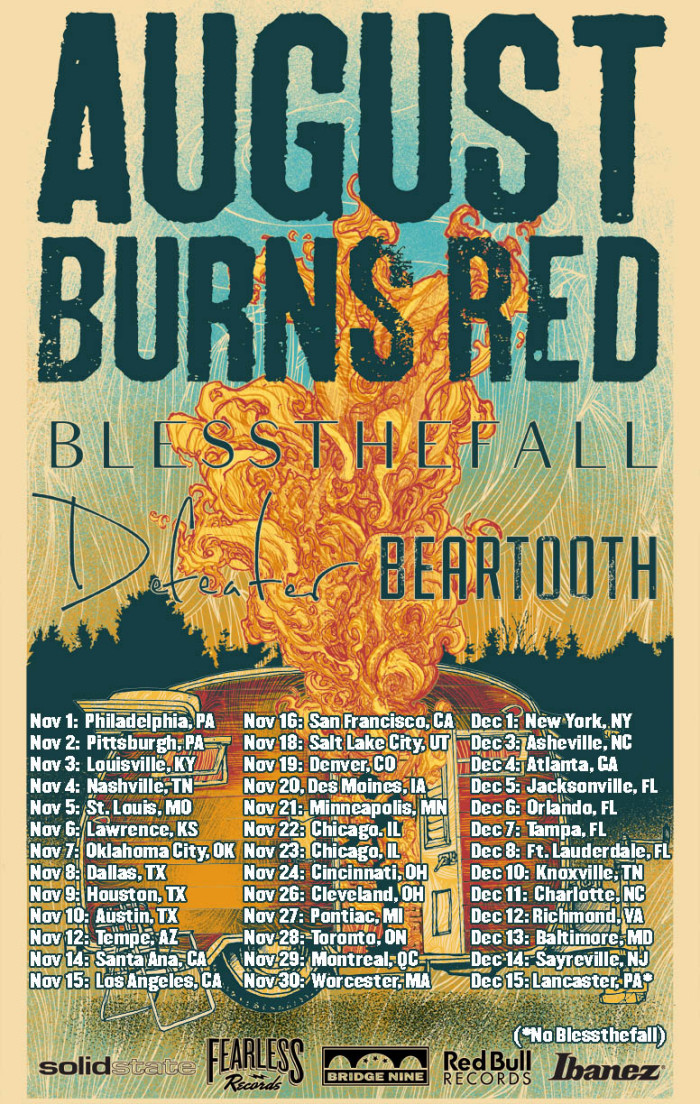 August Burns Red announce Fall headline tour featuring support from Blessthefall, Defeater and Beartooth