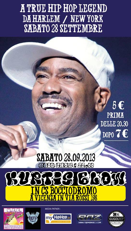 Kurtis Blow sab 28/09 Bocciodromo Vicenza unica data Nordest