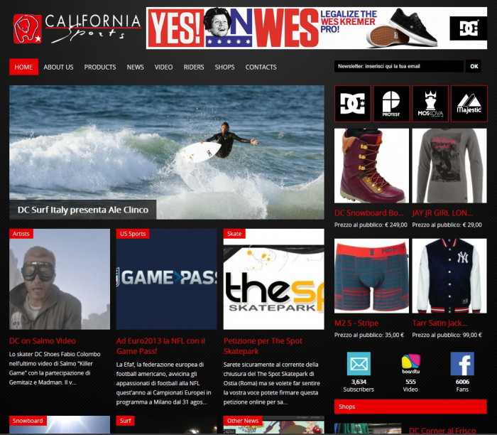 Nuovo sito online per California Sport