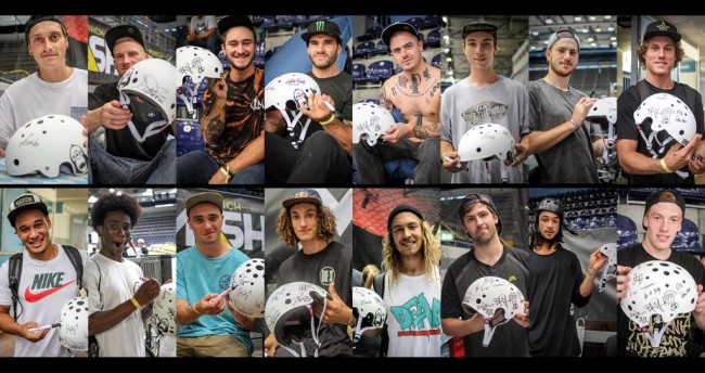 all riders signing the helmet