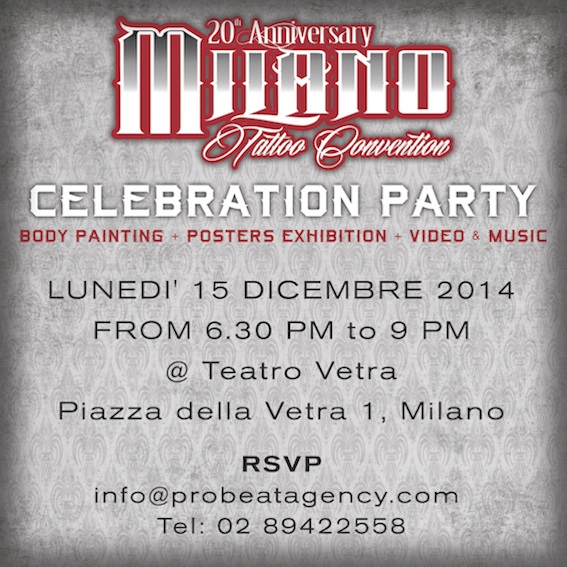 Milano Tattoo Convention celebration party – 15 dicembre, Teatro Vetra