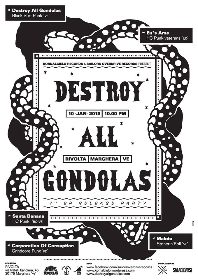 Destroy All Gondolas *release party* 10 gennaio Rivolta PVC