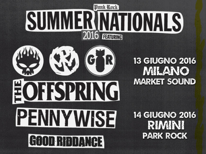 The Offspring in italia insieme a Pennywise e Good Riddance! 13 giugno Milano Market Sound, 14 giugno Rimini Rock Park!