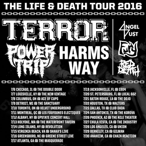 TERROR RETURNS TO HEADLINE THE LIFE & DEATH TOUR 2016