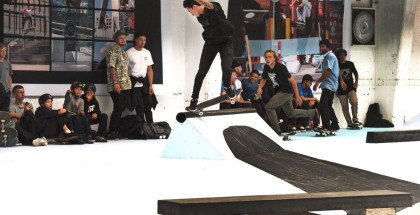 Nyjah Huston backside 180 nosegrind on the barrier at CPH Open