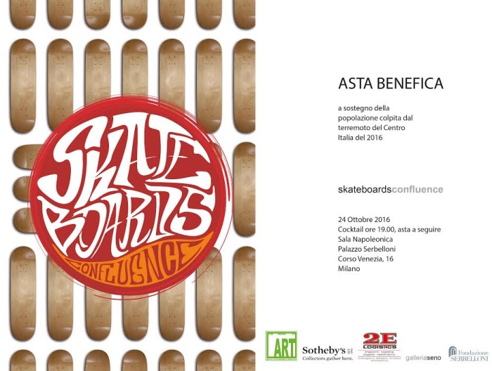 Asta benefica Skateboards Confluence 24 ottobre 2016