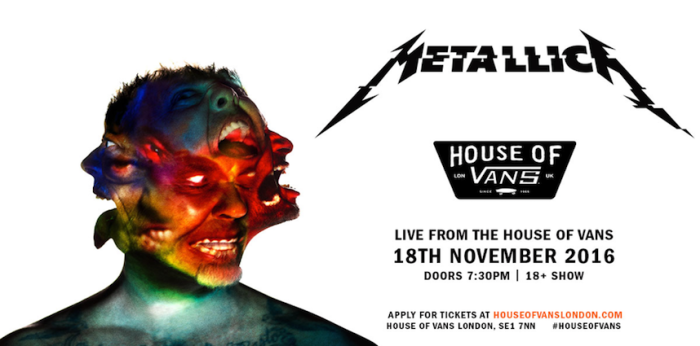 Metallica: live performance del nuovo album ‘Hardwired’ alla House of Vans London