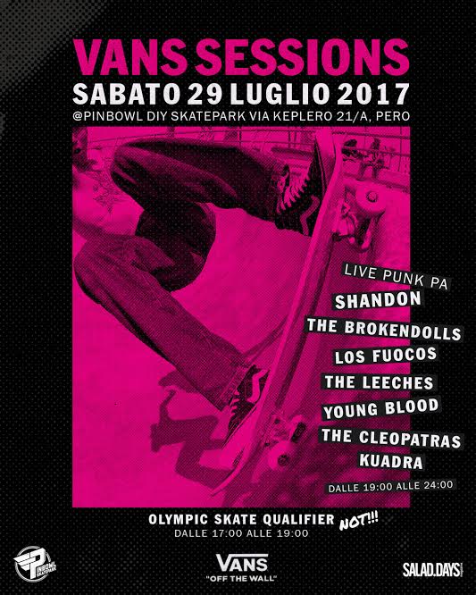 Vans Sessions / Pinbowl Skatepark – sabato 29 luglio