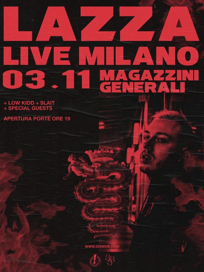 Lazza suona nella sua Milano: un live pieno di special guest. Venerdì 3 /11 ai Magazzini Generali