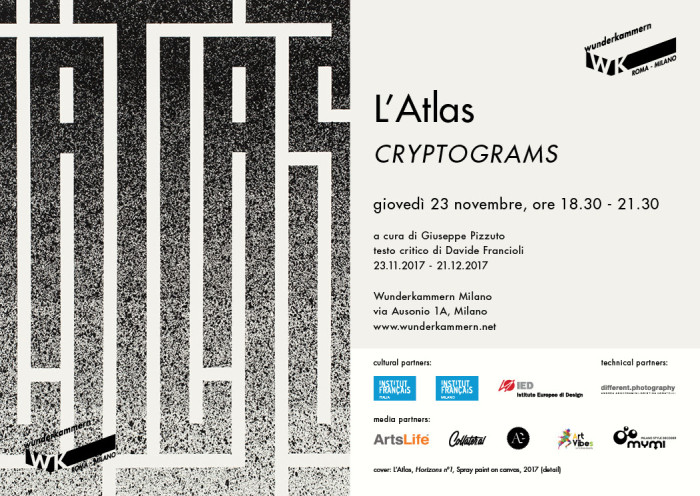 WK Milano | L’Atlas – Cryptograms | opening 23 novembre 2017