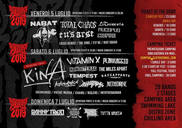 DISTRUGGI LA BASSA FESTIVAL 2019 – EDITION V. 05/ 06 /07 LUGLIO 2019