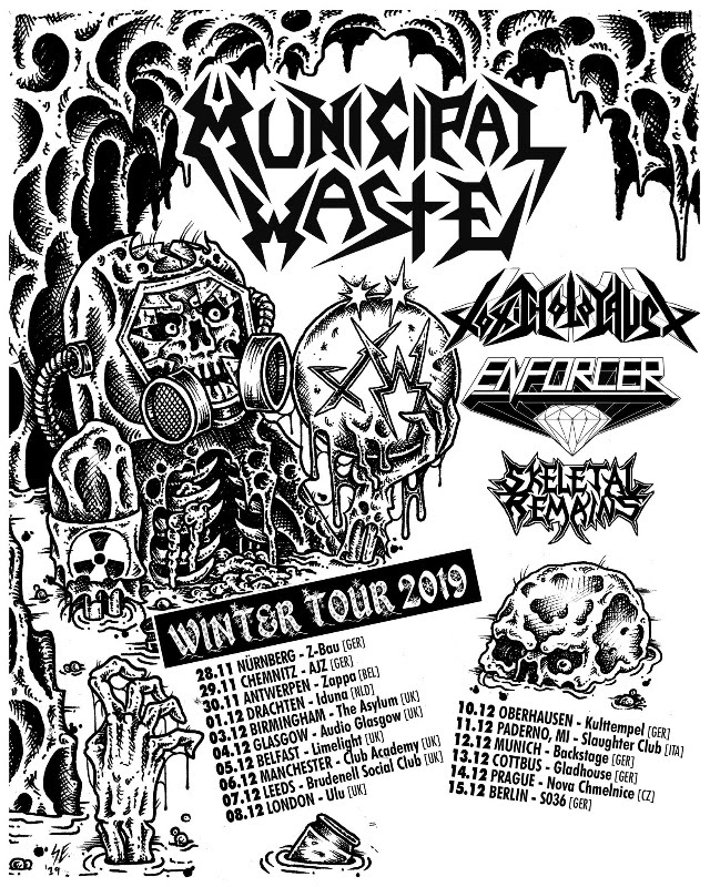 Municipal Waste annunciano il “Winter Tour 2019″ insieme a Toxic Holocaust, Enforcer e Skeletal Remains