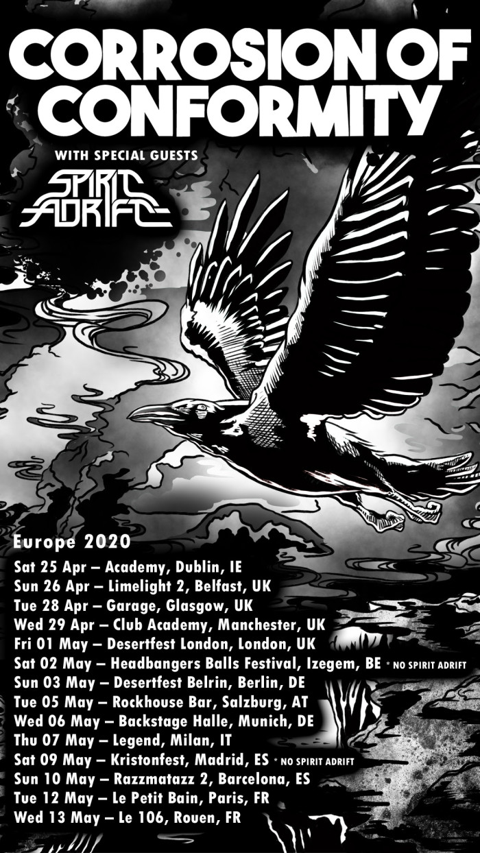 Corrosion Of Conformity – announce spring 2020 tour dates for the EU + UK!