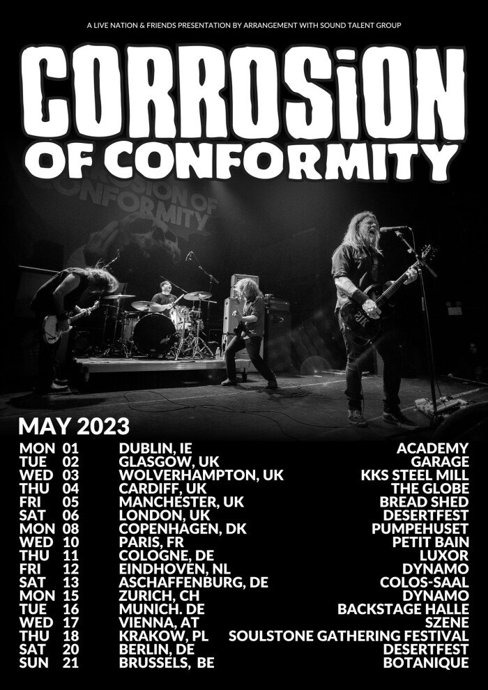 Corrosion Of Conformity announce new UK + EU tour dates for May