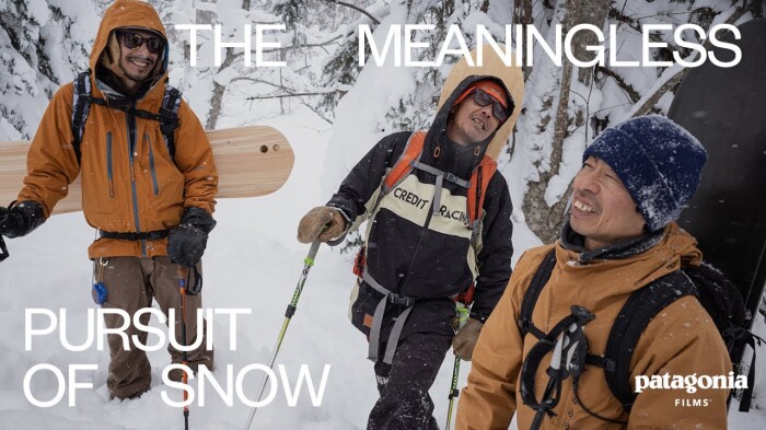Il nuovo documentario di Patagonia ‘Meaningless Pursuit Of Snow’
