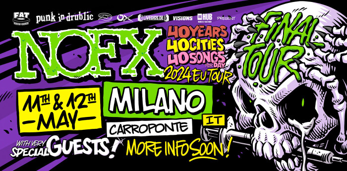 NOFX: DUE DATE IN ITALIA A MAGGIO PER IL TOUR D’ADDIO