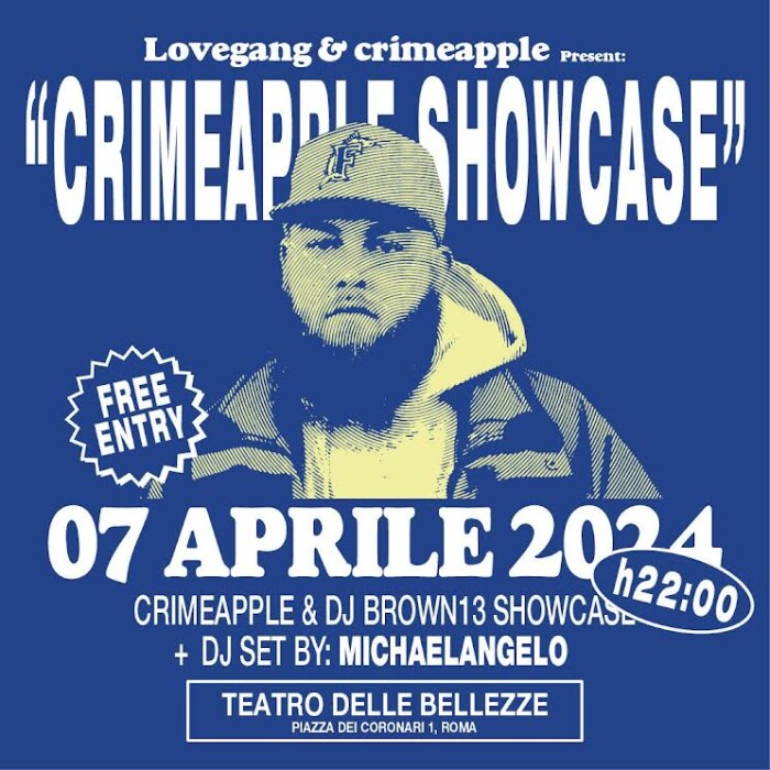 LOVEGANG PRESENTA “CRIMEAPPLE SHOWCASE” – DOMENICA 7 APRILE, ROMA