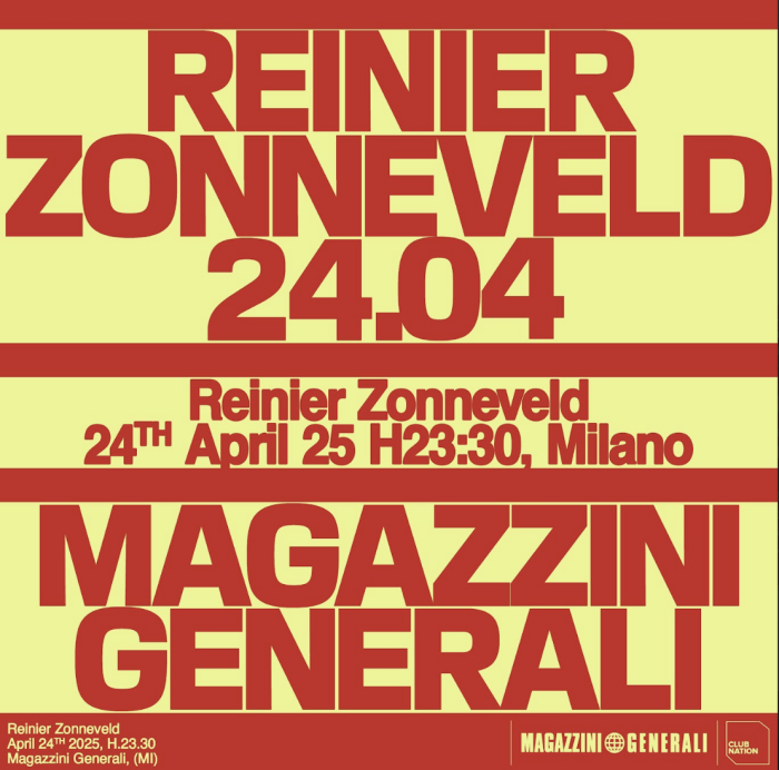 REINIER ZONNEVELD – DJSET AI MAGAZZINI GENERALI GIOVEDÌ 24 APRILE